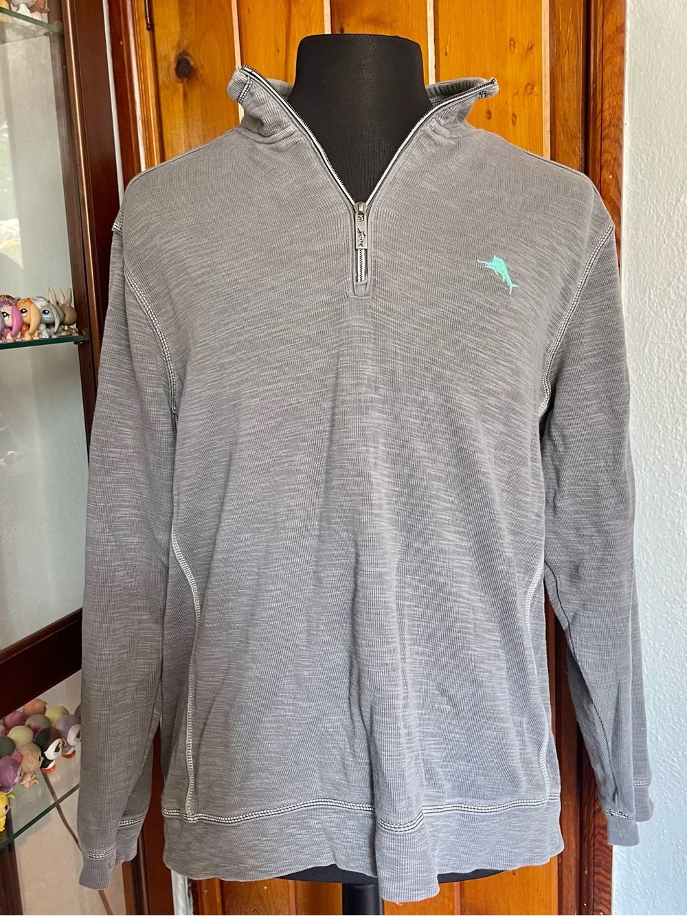 Gray Tommy Bahama Quarter Zip Up Sweatshirt Size XL